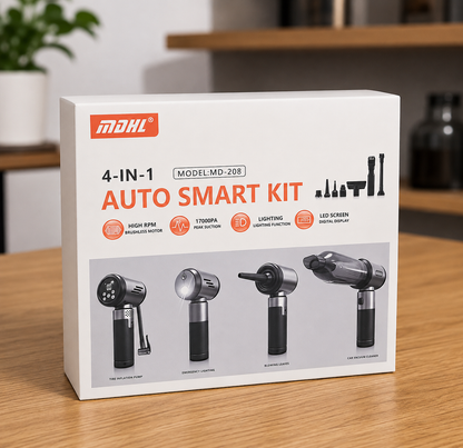 MDHL 4-во-1 Auto Smart Kit – Правосмукалка, компресор, дувалка и фенер