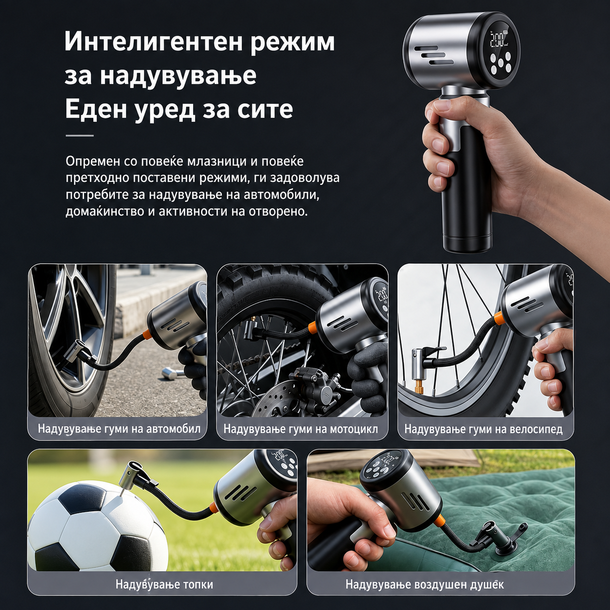 MDHL 4-во-1 Auto Smart Kit – Правосмукалка, компресор, дувалка и фенер