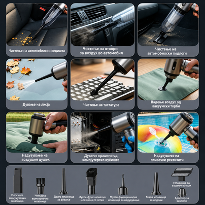MDHL 4-во-1 Auto Smart Kit – Правосмукалка, компресор, дувалка и фенер