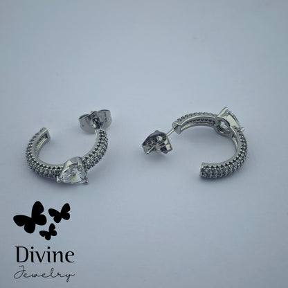 Divine Обетки “Crystal Heart Hoops”
