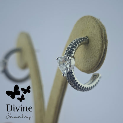 Divine Обетки “Crystal Heart Hoops”